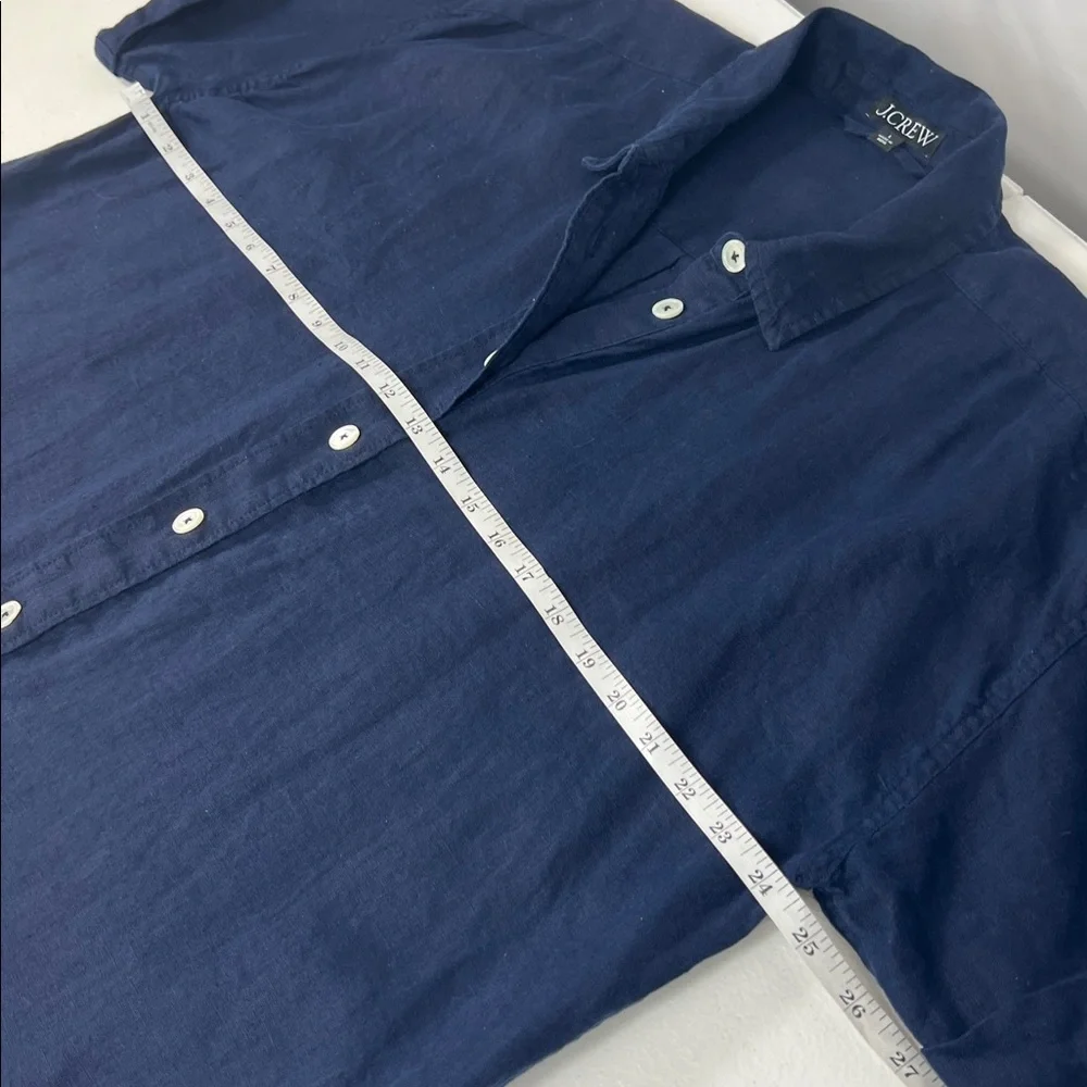 J.CREW Sz L Navy Blue Capitaine 100% Linen Shirtdress EUC Minimalist Summer - Picture 7 of 10
